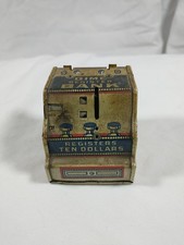 Vintage 1950s J Chein  Co Tin Litho Dime Cash Register Bank Ten Dollars