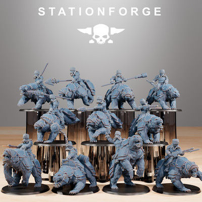 Station Forge Miniatures GrimGuard Bear Riders Sci Fi Grim Dark Proxy Figures 3D