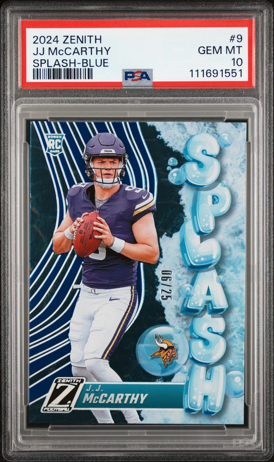 JJ McCarthy Panini Zenith Splash #9 Blue