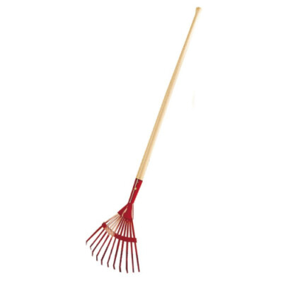 Glückskäfer Laubrechen,11 Zinken, Stiel 70 cm, rot