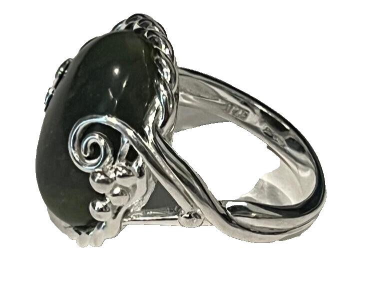 CONNEMARA MARBLE J.C. WALSH & SONS  STERLING SHAMROCK RING  SIZE 7 JCW115