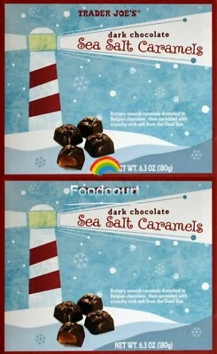 TRADER JOE'S 2 Packs Trader Joe’s Dark Chocolate Sea Salt Caramels 6.3 oz Each, Total 12.6 oz