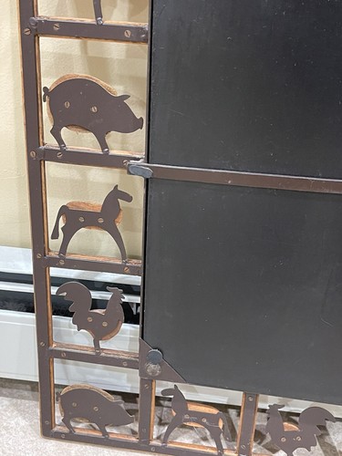 Carved Wood & Metal Farm Barnyard Animal Wall Mirror 27" x 23" Pig Horse Rooster - Picture 14 of 23