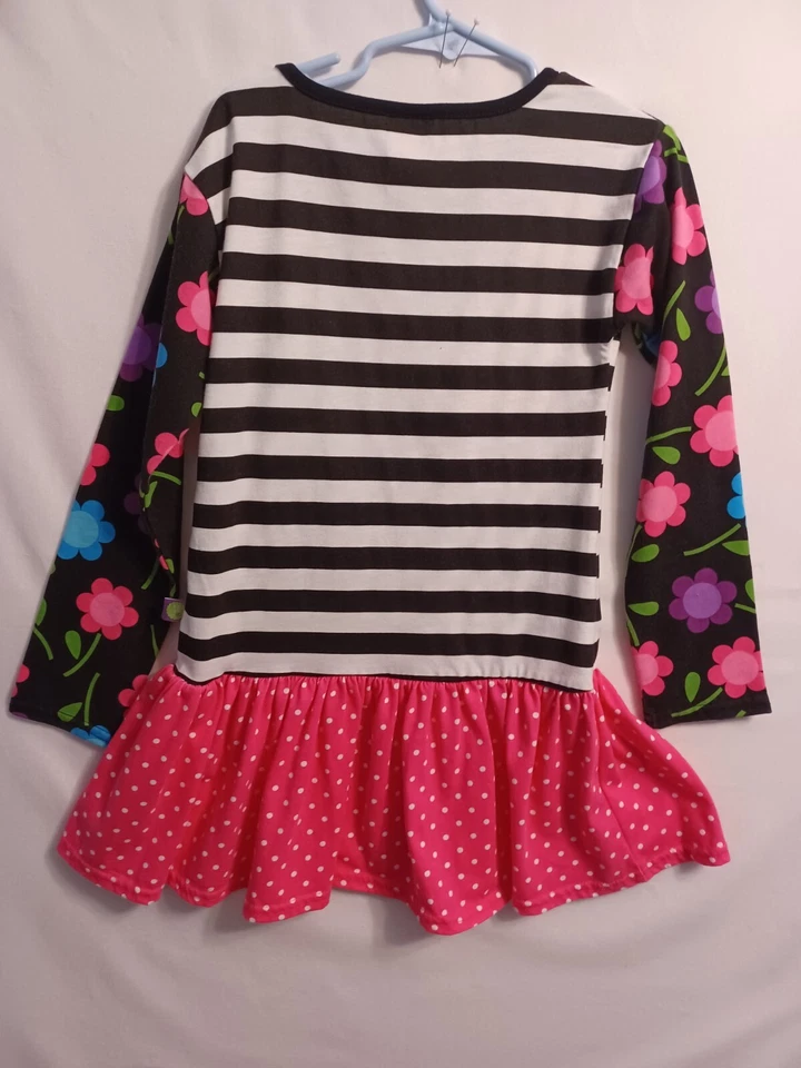 DOLLIE AND ME Girls SZ 7 Black/Pink/White Graphic Flowers Casual Dress Was $36 - Image 4 of 4