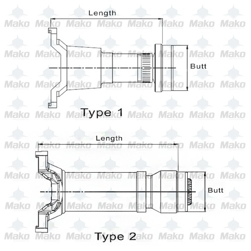 "Junta deslizante Spicer serie 687.30 / 1480 para tubo 3.500 x 0.095"" C/L para soldadura 9.700" - Imagen 2 de 2