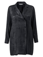New Ellos Black Double Breasted Patterned Long Evening Jacket Size Uk 24