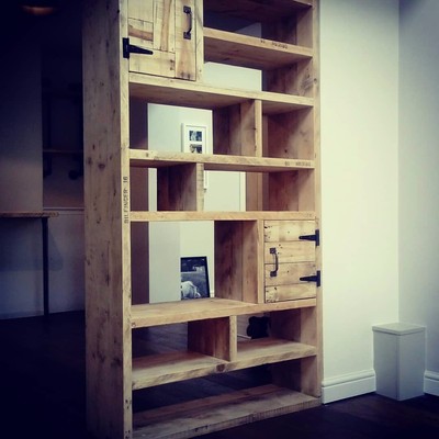 Reclaimed Chunky Scaffold Board Bookcase Shelving Unit For All Rooms Ebay