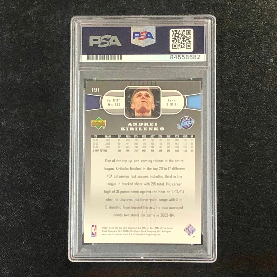 2004-05 Upper Deck #191 Andrei Kirilenko Signed Card AUTO PSA Slabbed Jazz - Image 2 of 2