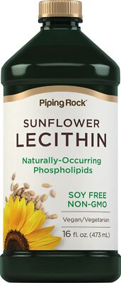 Sunflower Lecithin Liquid | 16 Fl Oz Oil | Vegan, Soy Free | by Piping Rock