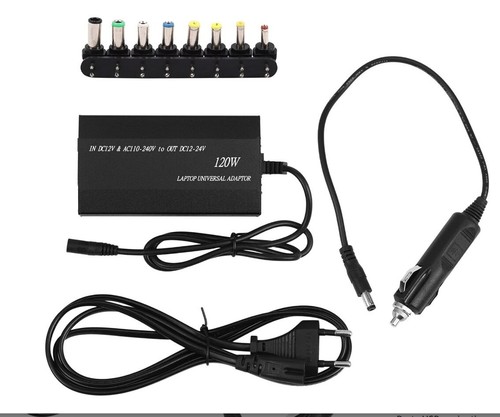 ALIMENTATORE UNIVERSALE 120W CARICATORE 9 CONNETTORI ADATTATORI PC AUTO NOTEBOOK - Foto 6 di 13