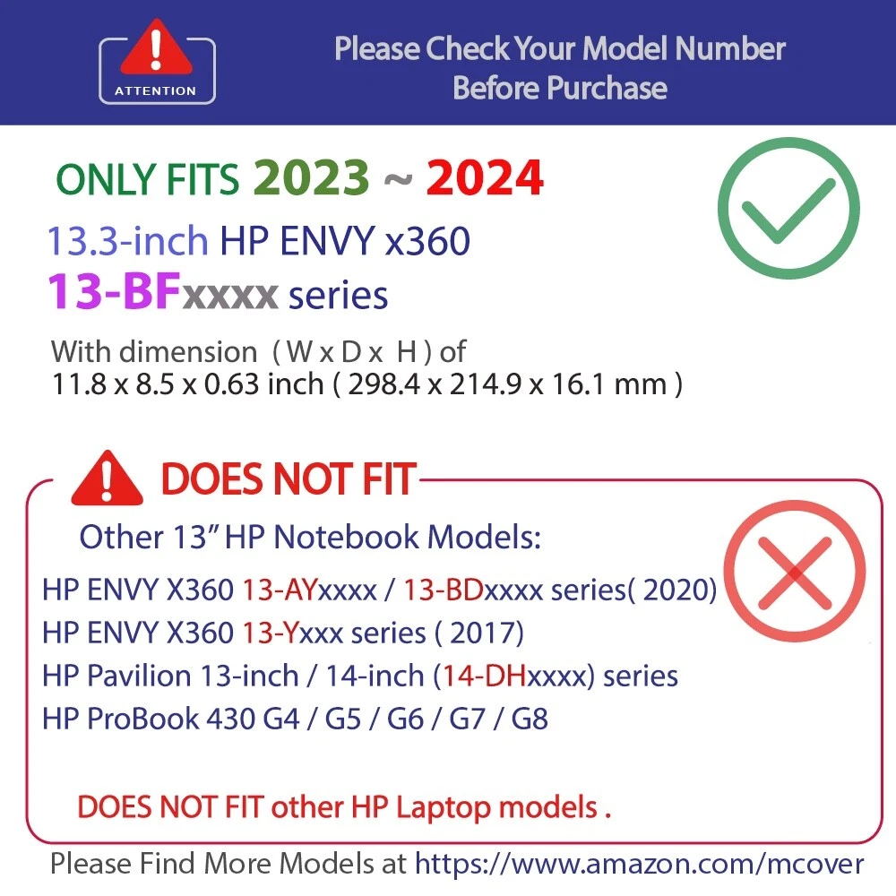 NEW mCover® Hard Shell Case for 2023  2024 13.3 HP ENVY x360 13-BFxxxx  laptop | eBay