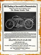 1914 Pope Mfg. Co. Motorcycles New Metal Sign: Westfield, Massachusetts