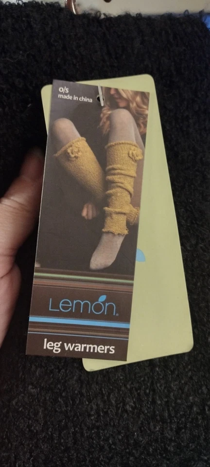 Calentadores de piernas negros talla única limón hasta la rodilla detalle floral leggings de invierno Foto 2 de 4