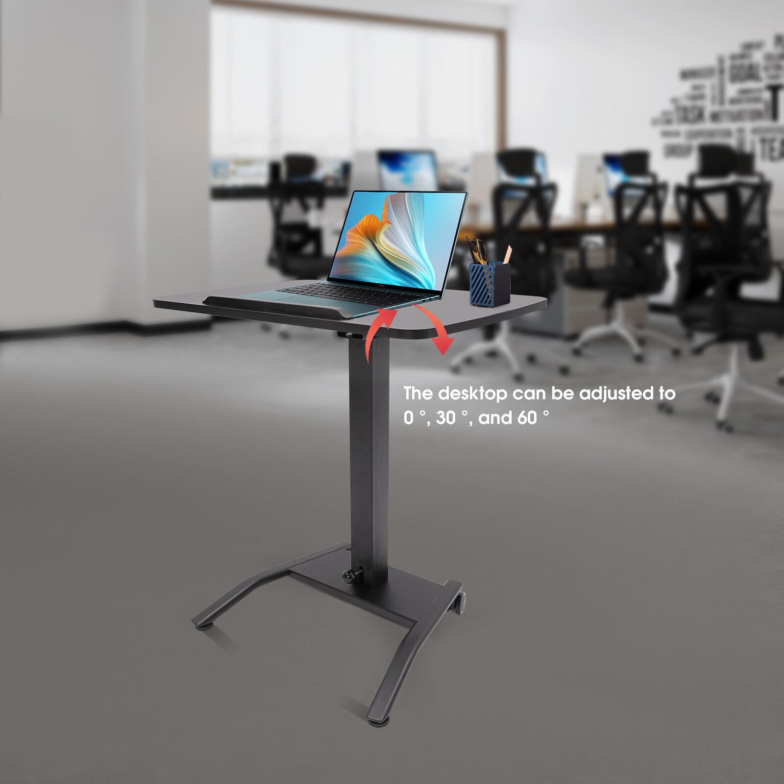 Rolling Desk Laptop Podium Desk Adjustable Standing Lifting Desk Computer Table