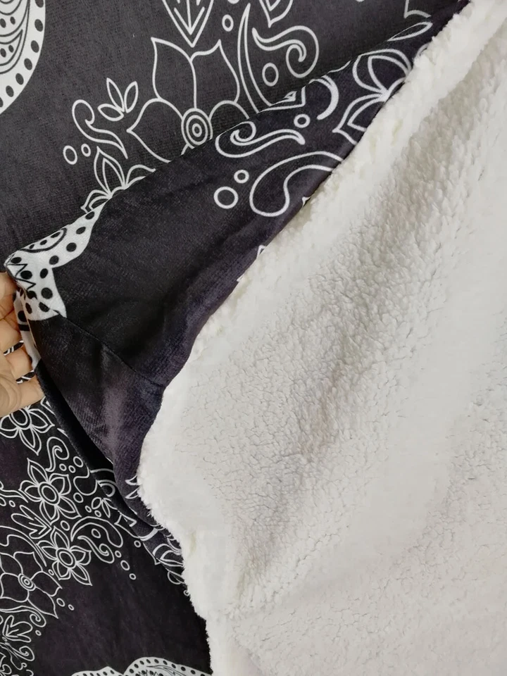 Halloween Gothic Punk Cool Sugar Skull Warm Fleece Hooded Blanket Sofa Throw - Image 3 of 4