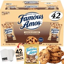 PRIME GRADE Famous Amos Chocolate Chip Cookies, 42ct of 2oz Bags, Bundle Vaule