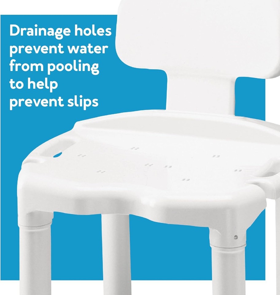Carex Bath Seat And Shower Chair With Back For Seniors, Bath Chair For