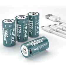 1.5V USB Rechargeable Lithium C Batteries with 4in1 Charger Cable  3600mWh