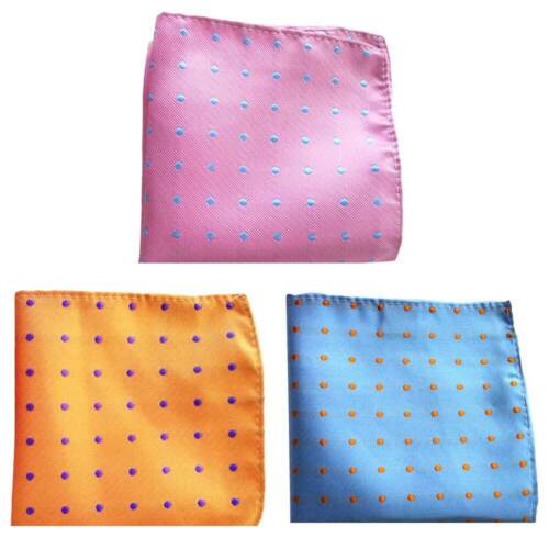 3 Packs Men Stripe Flower Paisley Pocket Square Handkerchief Wedding Hanky - Picture 5 of 21