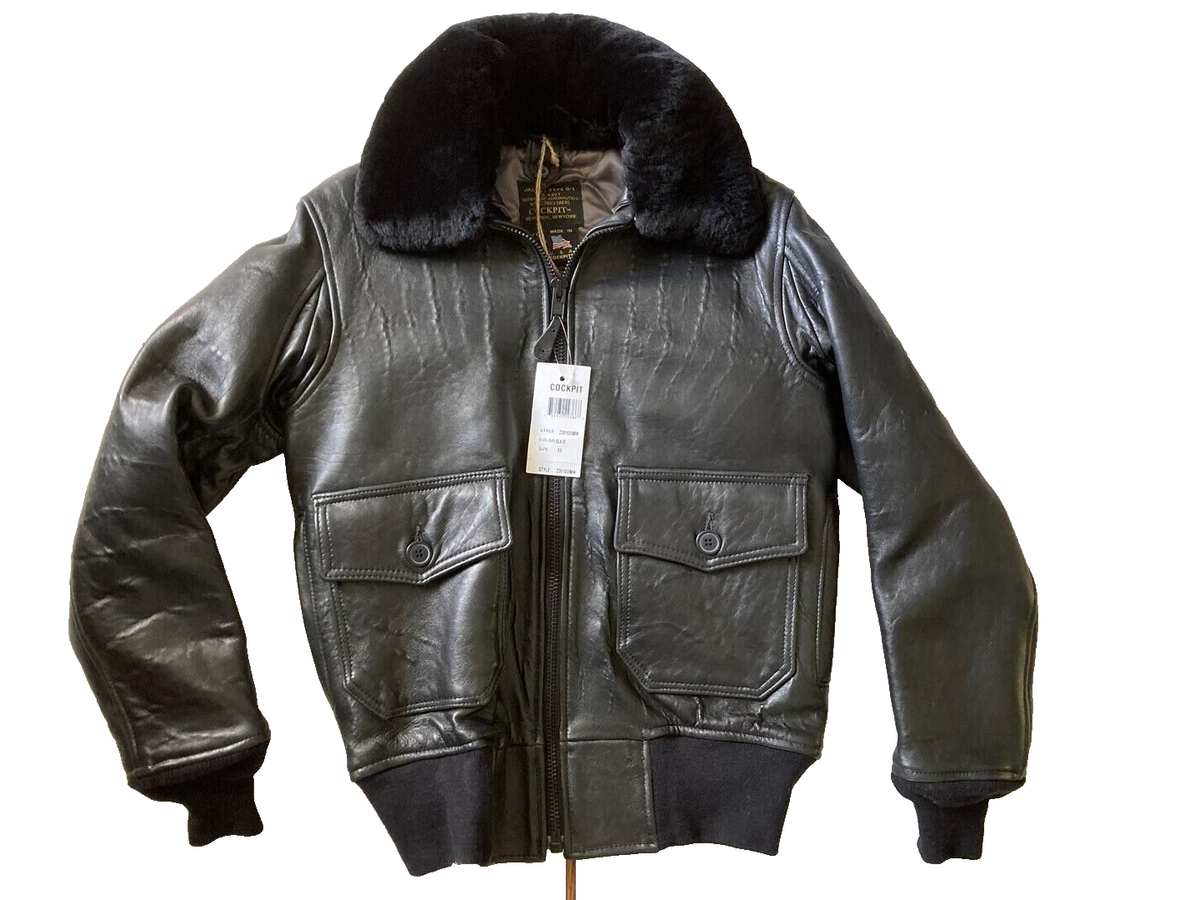 Cockpit USA G-1 Lambskin Flight Jacket XS Black NWT Free US ship