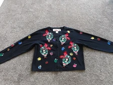 LADIES MICHAEL SIMON 1999 DR. SEUSS CHRISTMAS GRINCH SWEATER CARDIGAN SIZE P/M 