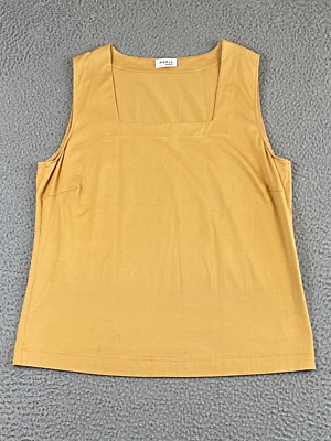 AKRIS PUNTO Cotton Stretch Top in Mustard Square Neck Size US 12, F 44, D 42