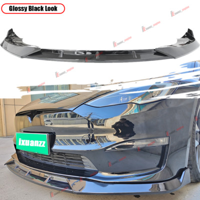 For Tesla Model S Facelift 2017-2023 Gloss Black Front Bumper Lip Body Kit 3PCS