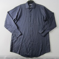 Van Heusen Shirt Mens 17-35/36 Blue Button Up Office Dress Long Sleeve Casual