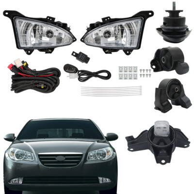 For 2007-2010 Hyundai Elantra Passenger+Driver Fog Light&4pcs Engine Motor Mount