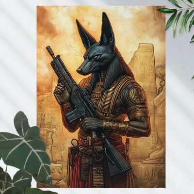 Anubis Gott mit Maschinenpistole Poster Schöne Wanddeko Dekoration