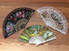Lot Of 3 - Spanish Style Folding Fans