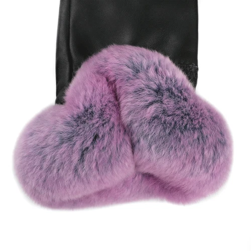 Women's Winter Genuine Leather Gloves Rex Rabbit Fur Warm Trim Cuff Velvet Lined - Picture 7 of 88