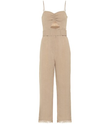 NANUSHKA Lourdes Beige Cut-Out Belted Jumpsuit, Size Medium, New With Tags