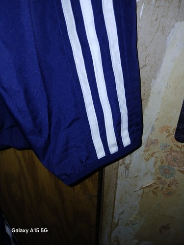 Adidas Track Suit Navy Blue 3 Stripes Mens Medium Hooded Zipped Legs 2006 Y2K - Picture 3 of 23