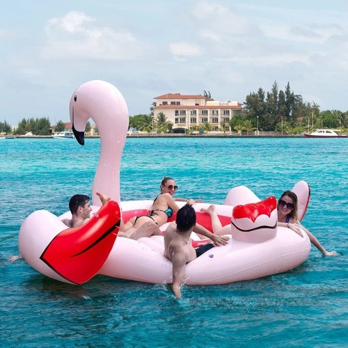 Giant Inflatable Flamingo 6 Person Water Party Float Lake Pool Raft Floating NEW - Picture 6 of 9