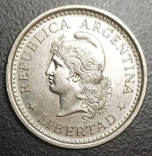 1959 Argentina 1 Peso Nickel Clad Steel AU UNC Coin KM 57