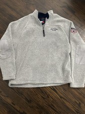 VTG Tommy Hilfiger Gray Fleece Pullover 1/4 Zip W/ Elbow Patches Embroidered XL