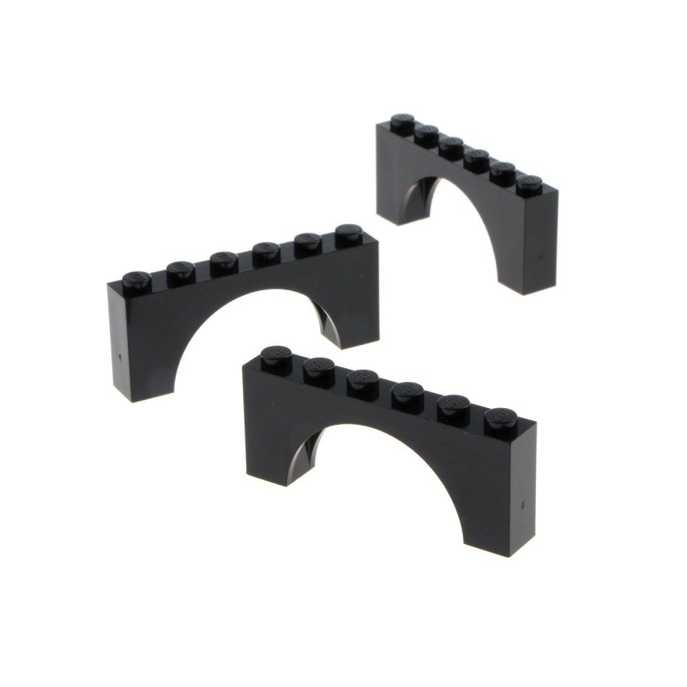 3x Lego Arch Brick 1x6x2 Black Arches Round Arch Bridge Gate 330726 3307