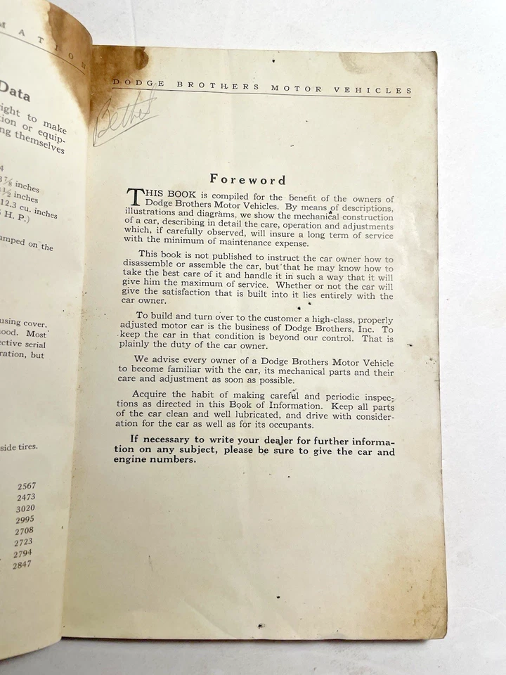 Antique 1925 Dodge Brothers automotive manual book - Image 4 of 4