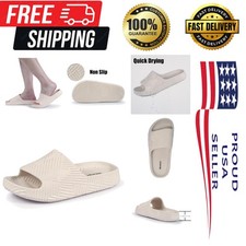 Comfortable Beige Non-Slip Slip-On Slippers - Perfect for Showers  Beaches