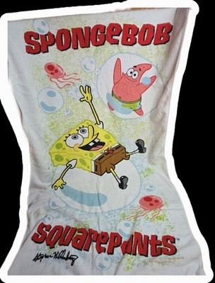 Vintage Spongebob Beach Towel Franco 2002 Patrick Squarepants 48 x 24