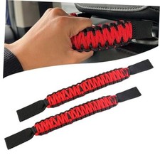 Headrest Grab Handles, Universal Car Rear Seat Back Roll Bar 2 PCS Black Red