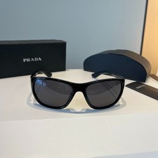 Authentic Prada Black Wrap Sunglasses Grey Lenses Luxury Sport Eyewear