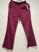 Healing Hands Purple Label Yoga Women  s TAYLOR Yoga Scrub Pants Size XS WINE