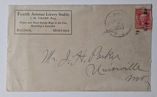 BILLINGS MONTANA 1905 Livery Horse Stable Ad Cover to UNIONVILLE MISSOURI