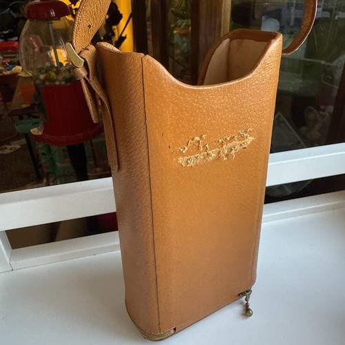 Vintage Flachmann mit Schweinsleder gefüttert Edelstahl mit Etui und Schnapsgläsern - England - Bild 9 von 14