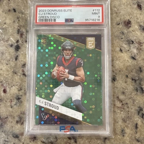 Panini 2023 Donruss Elite #112 C.J. Stroud Green Disco Rookie PSA 9