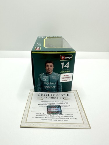 FERNANDO ALONSO HAND SIGNED F1 BURAGO 1:43 AMR23 MODEL CAR CERTIFICATE + COA - Picture 4 of 5