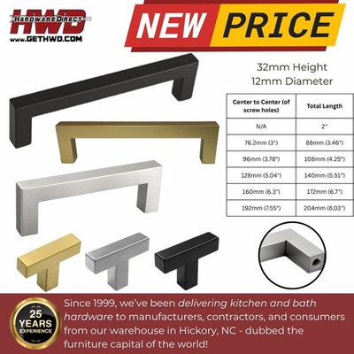 #ad Cabinet Handle Pull Kitchen Bath Square Bar Knob Black Nickel Gold Silver Modern $68.00