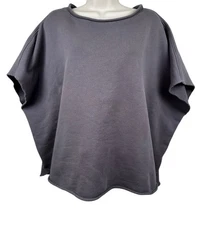 FRANK & EILEEN Tee Lab Capelet Top Oversize Relaxed Fit Lagenlook Gray One Size